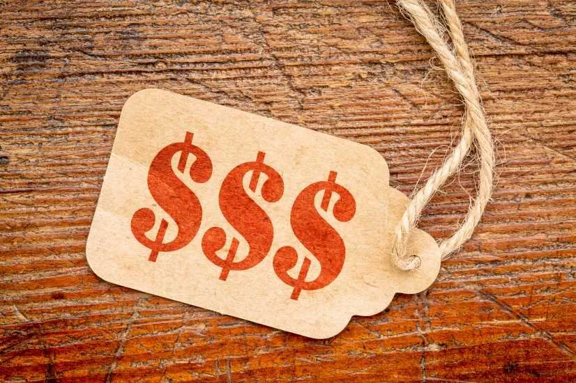 Price tag with dollar signs