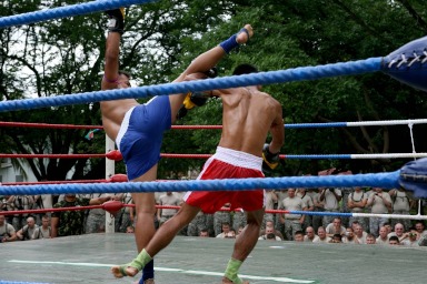 Muay thai fighters in ring